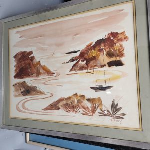 Alfred Birdsey Original – Coastal Landscape with Boats
