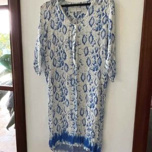 Octavia Hix 100% Silk Blue and White Dress Size Small