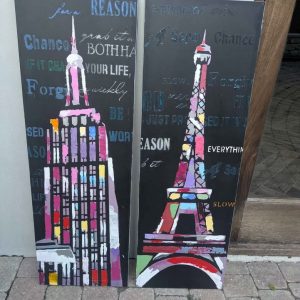 Eiffel tower & empire state building art bundle