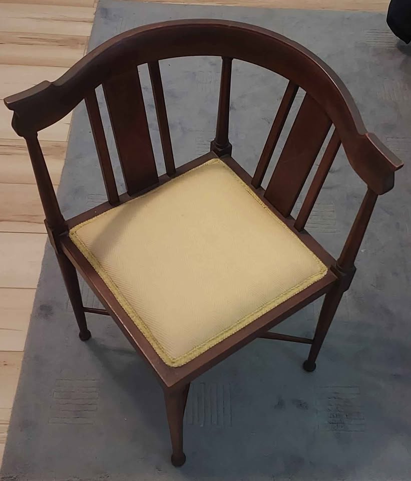 Antique Wooden Corner Chair — Unique Statement Piece