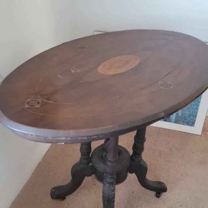 Antique Oval Pedestal Side Table