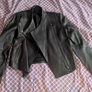 Theory Black Leather Woman's Jacket Size Small