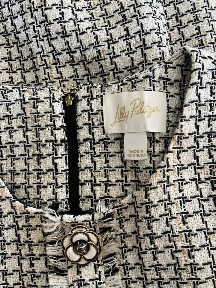 Lilly Pulitzer Textured Tweed Shift Dress – Size L - Image 2