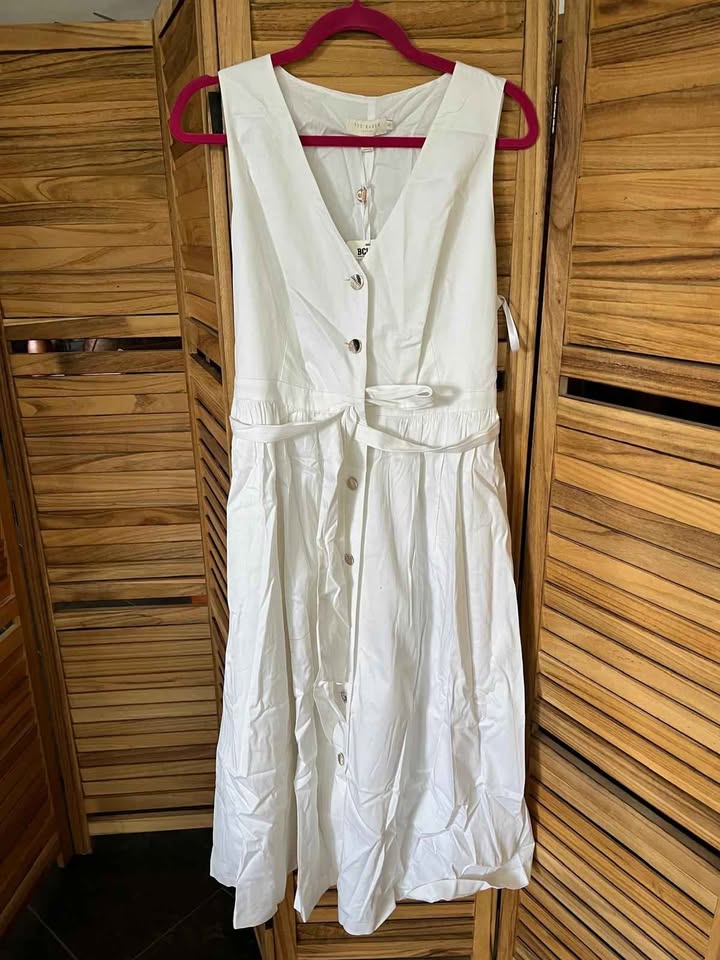 Ted Baker White Button-Front Midi Dress – Size 5 (Large) - Image 4