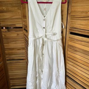 Ted Baker White Button-Front Midi Dress – Size 5 (Large)