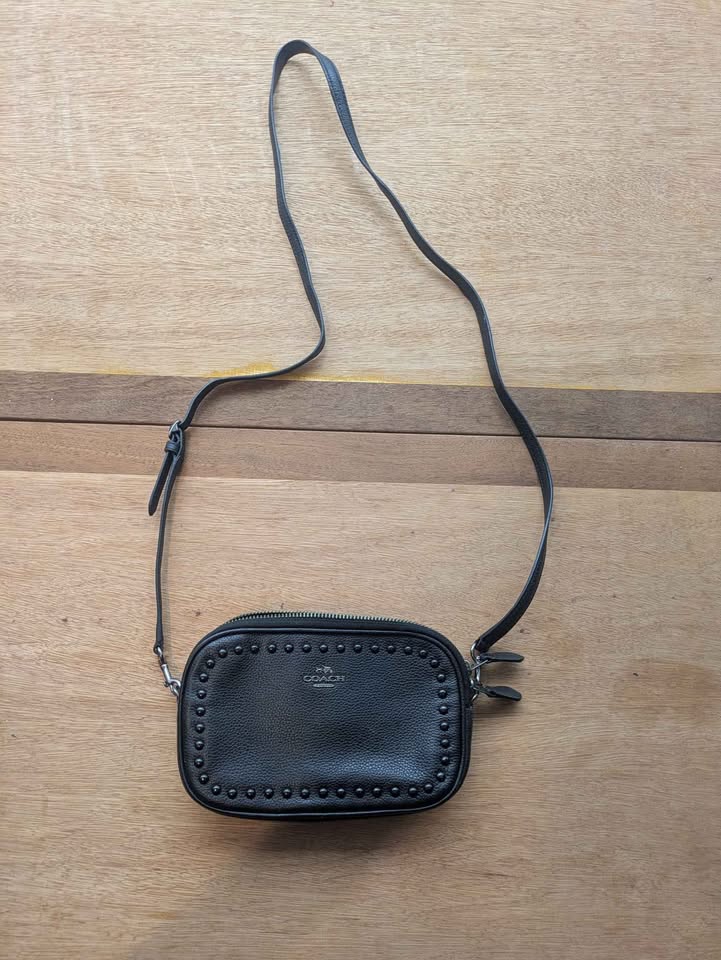 Coach Black Studded Double-Zip Crossbody Bag - Image 4