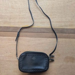 Coach Black Studded Double-Zip Crossbody Bag