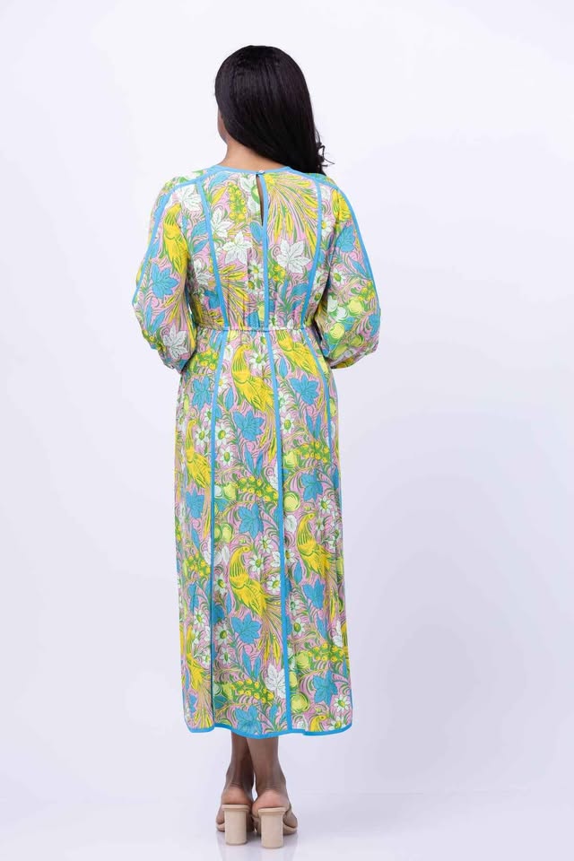 Diane von Furstenberg DVF Tropical Print Dress – Size L - Image 2